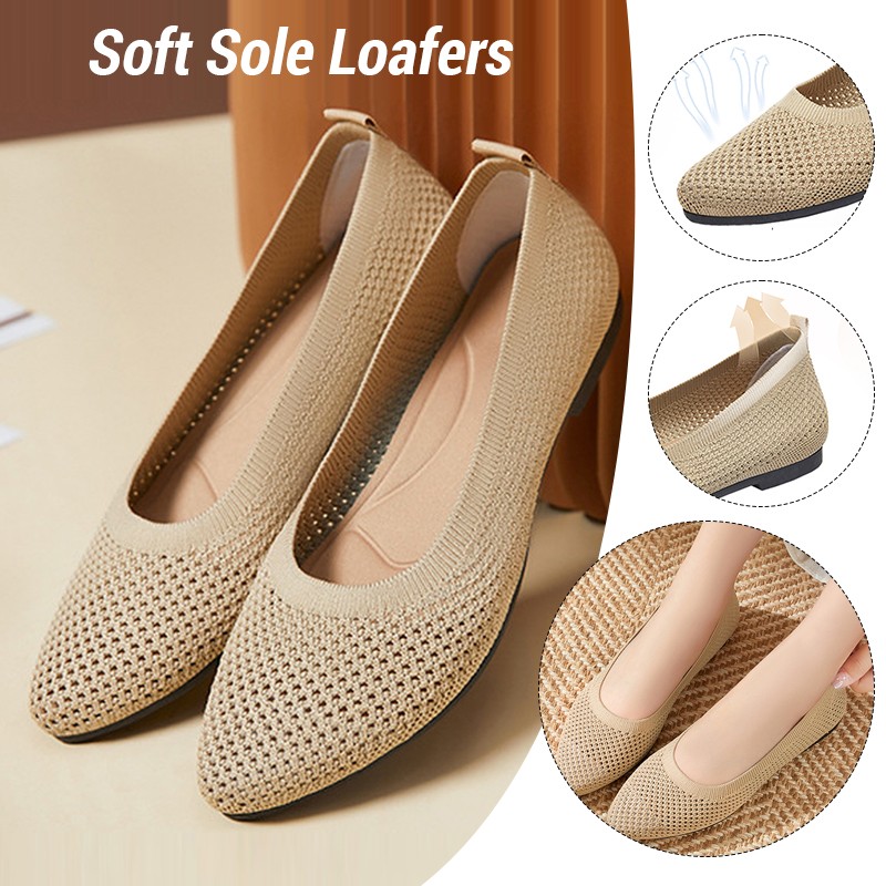 Ballet Flat Women - Sepatu Flat Wanita Rajutan Loafer Sol