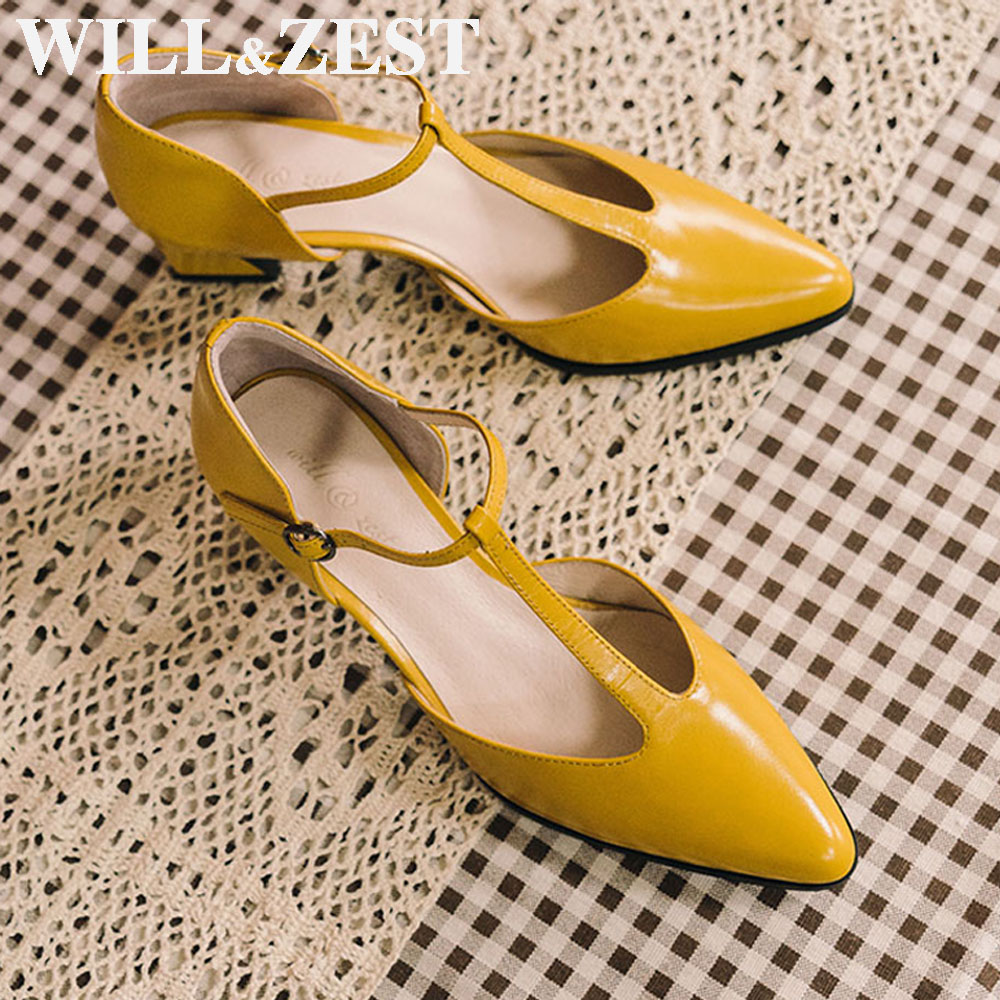Women'S Shoes Burgundy - Will & Zest Pump kuning t-strap