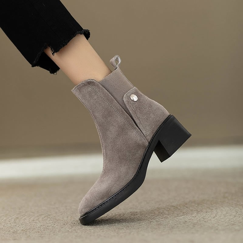 Women'S Shoes Chelsea - Sepatu Boots Wanita Suede Chunky Ankle