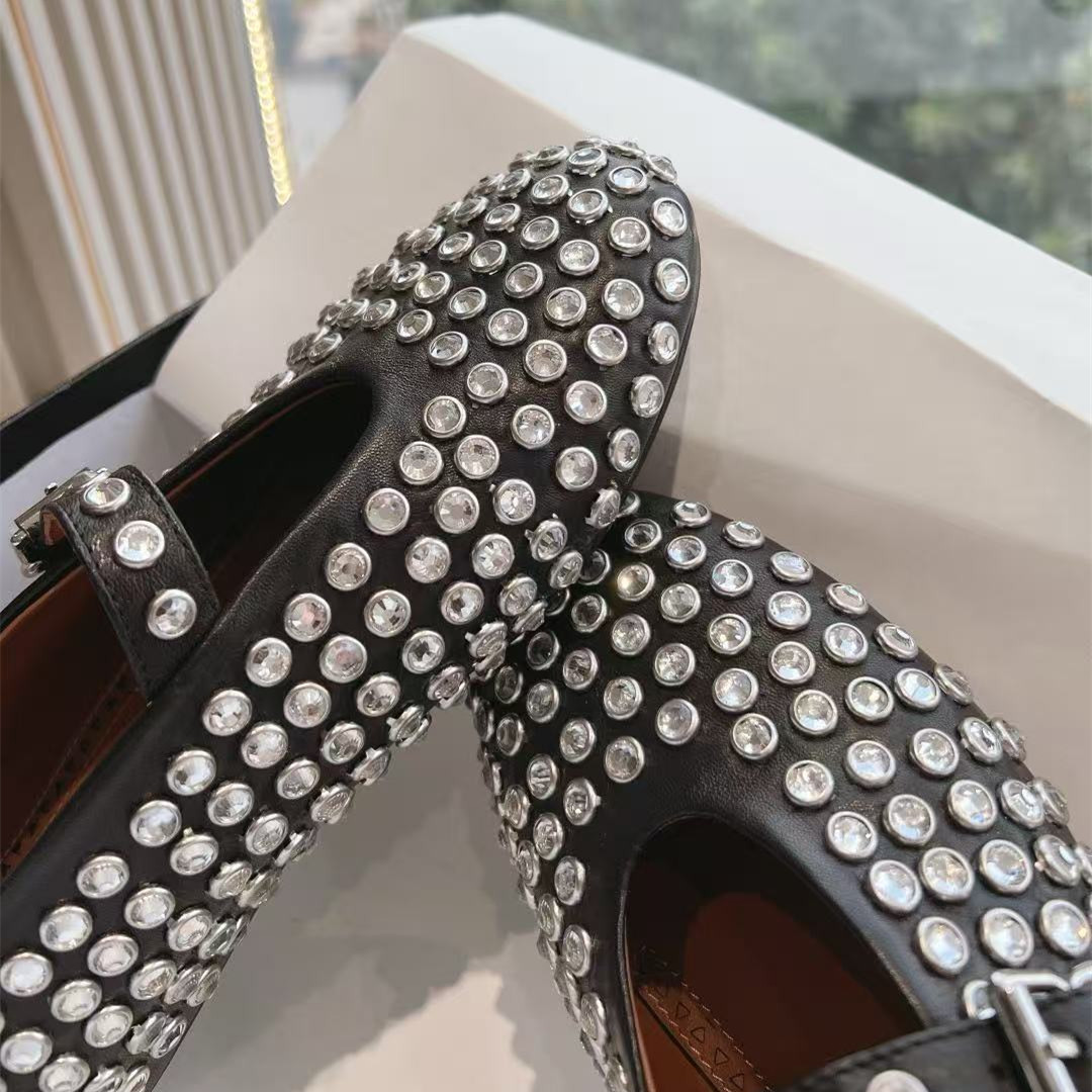 Ballet Flat Women - Sepatu wanita Mary Jane, kulit asli,
