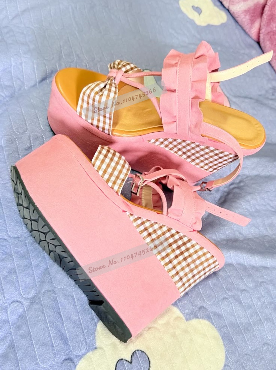 Women'S Shoes Y2K - Sandal platform berwarna merah muda dengan