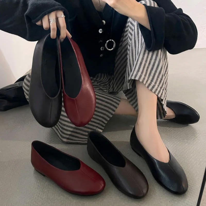 Women'S Shoes Burgundy - Sepatu Loafer Wanita Model Slip-On Warna