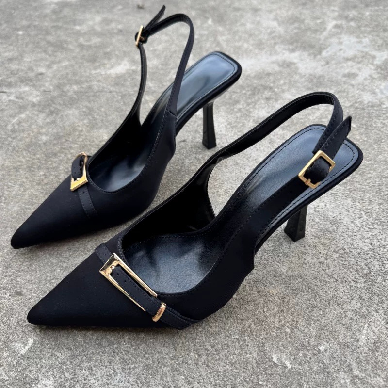 Metallic Heel Sandal - Sepatu Wanita Desainer Metalik Mewah, Sandal