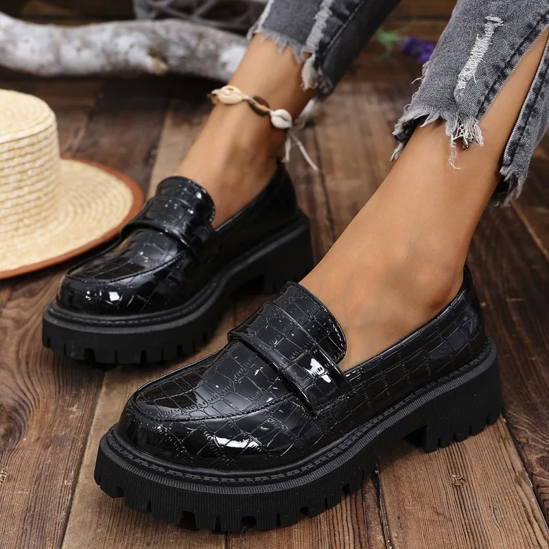 Women'S Shoes Loafers Black - Sepatu Loafers Platform Tebal untuk Wanita,