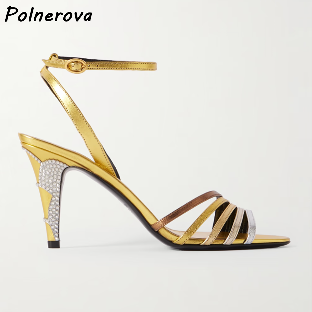 Sandal Hak Berlian Imitasi Per - Metallic Heel Sandal ulasan dan harga