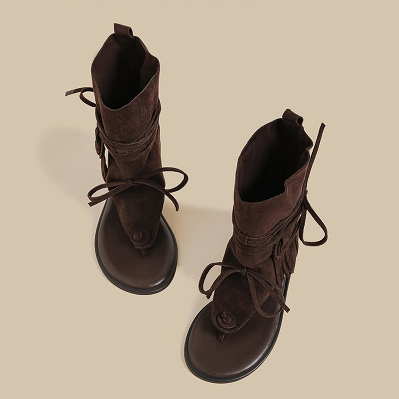 Sandal Boots Suede Model Terbu - Thong Flat Sandal ulasan dan harga