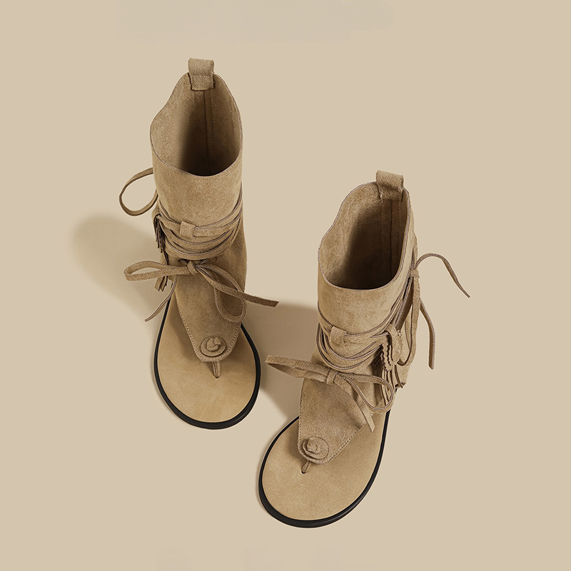 Sandal Boots Suede Model Terbu - Thong Flat Sandal ulasan dan harga