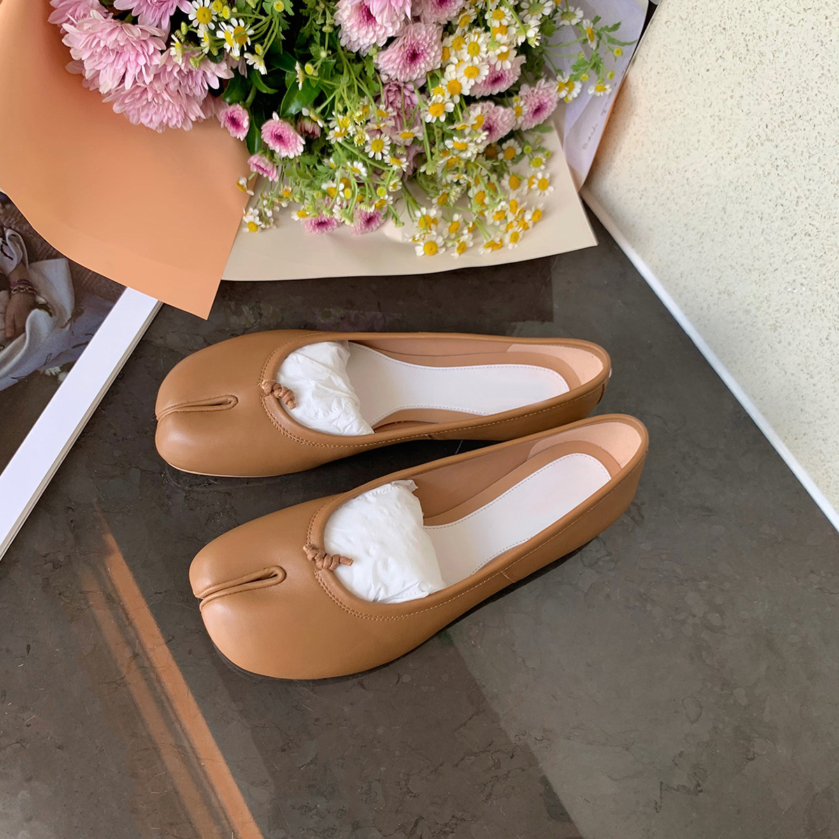 Sepatu Ujung Belah Flat Balet  - Women'S Shoes Loafers Black ulasan dan harga
