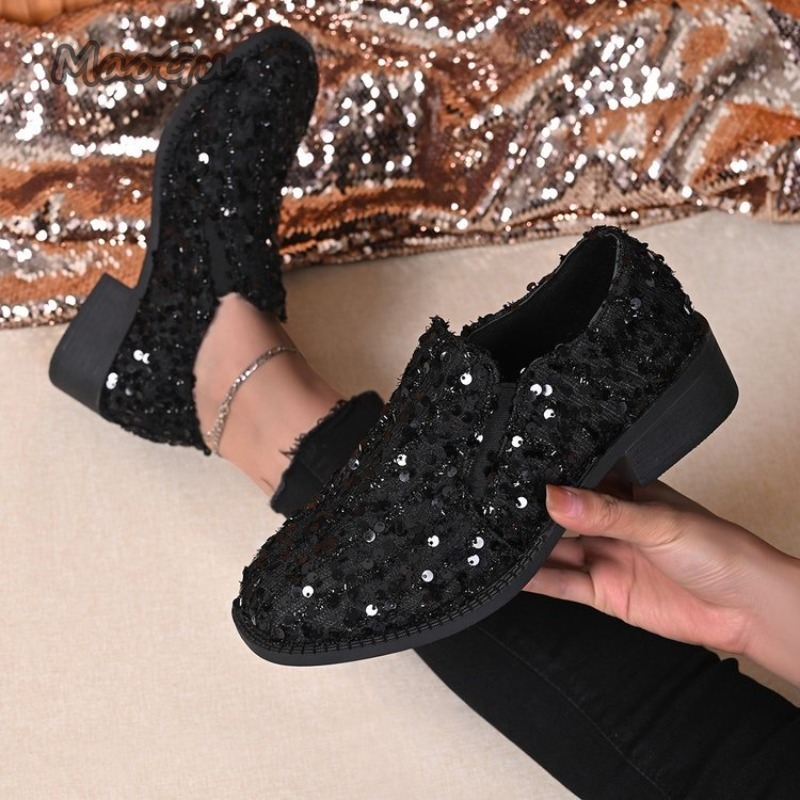 Sepatu Wanita Payet Hitam Sepa - Women'S Shoes Loafers Black ulasan dan harga