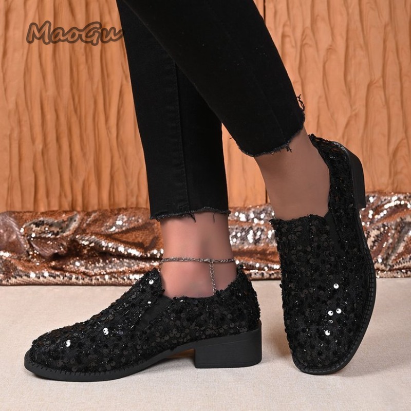 Sepatu Wanita Payet Hitam Sepa - Women'S Shoes Loafers Black ulasan dan harga