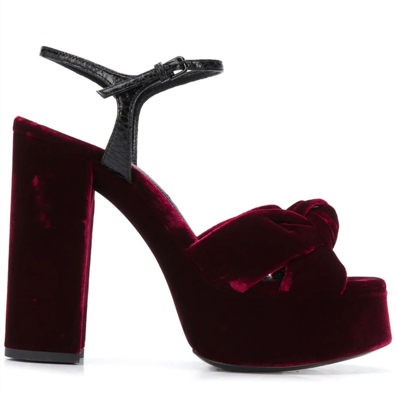 Sandal Platform Peep Toe Belud - Women'S Shoes Burgundy ulasan dan harga