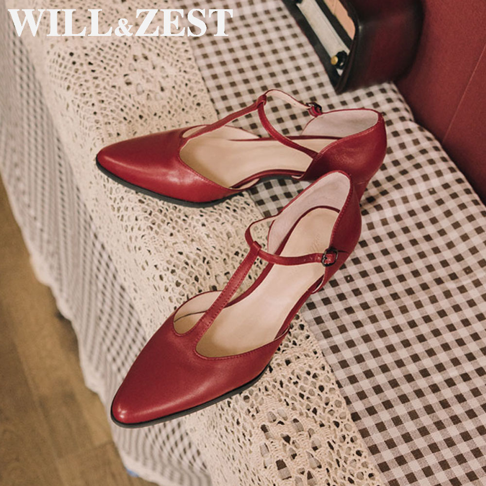 Will & Zest Pump kuning t-stra - Women'S Shoes Burgundy ulasan dan harga