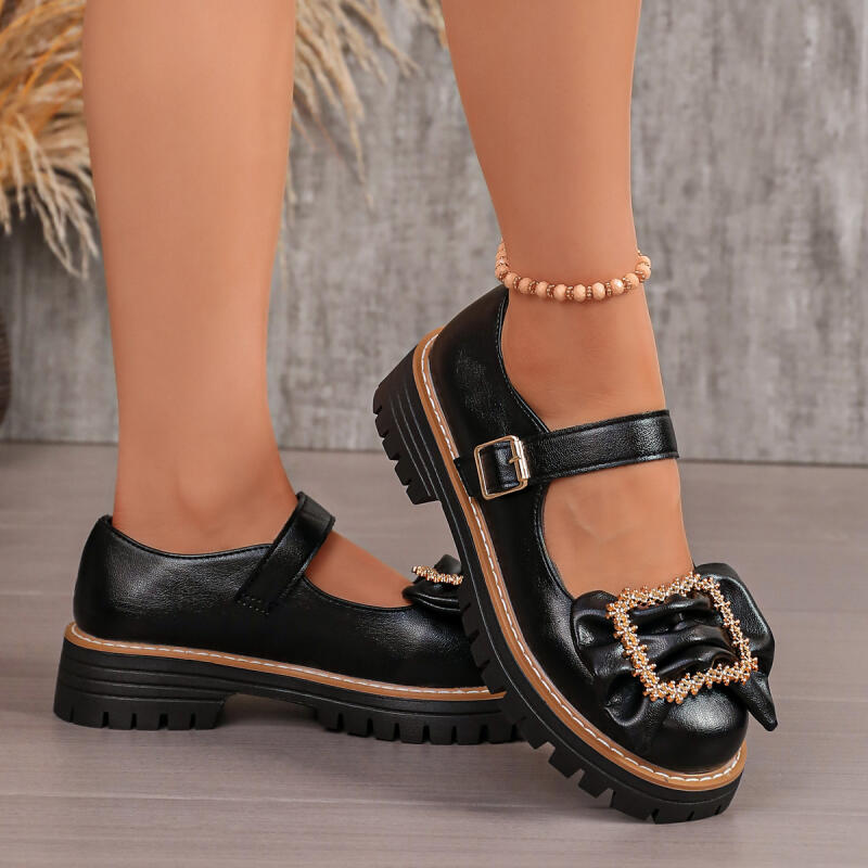 Sepatu Mary Jane dengan Hiasan - Women'S Shoes Loafers Black ulasan dan harga