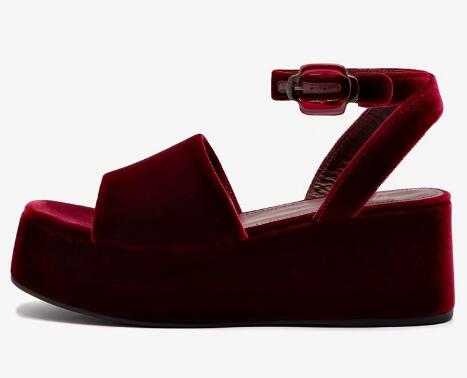 Sandal Wedges Tali Pergelangan - Women'S Shoes Burgundy ulasan dan harga