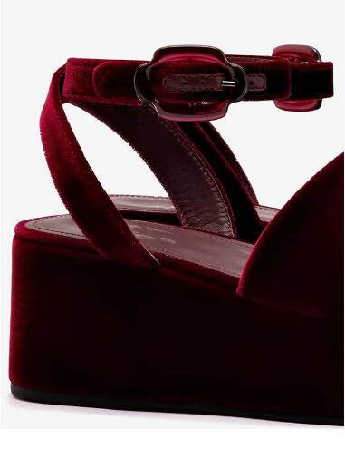 Sandal Wedges Tali Pergelangan - Women'S Shoes Burgundy ulasan dan harga