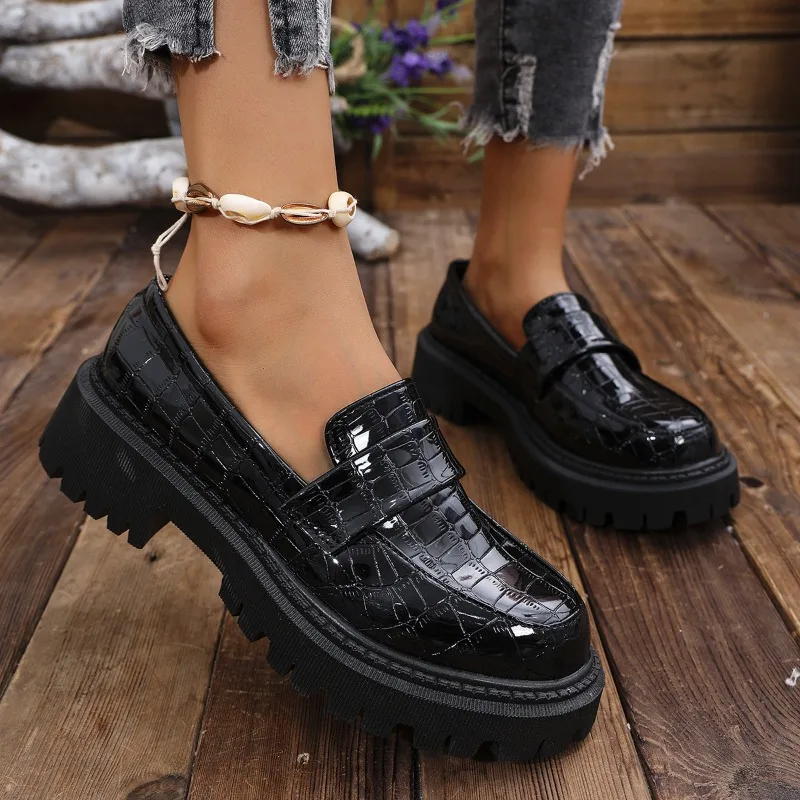 Sepatu Loafers Platform Tebal  - Women'S Shoes Loafers Black ulasan dan harga