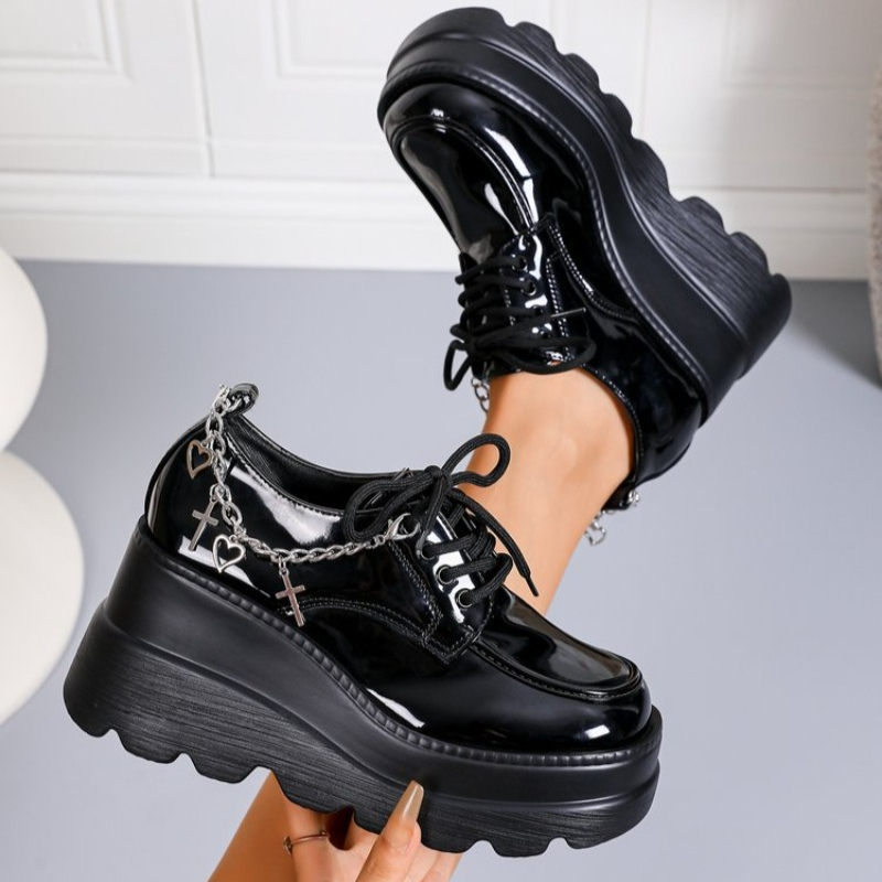 Sepatu Platform Hitam Mengkila - Women'S Shoes Loafers Black ulasan dan harga