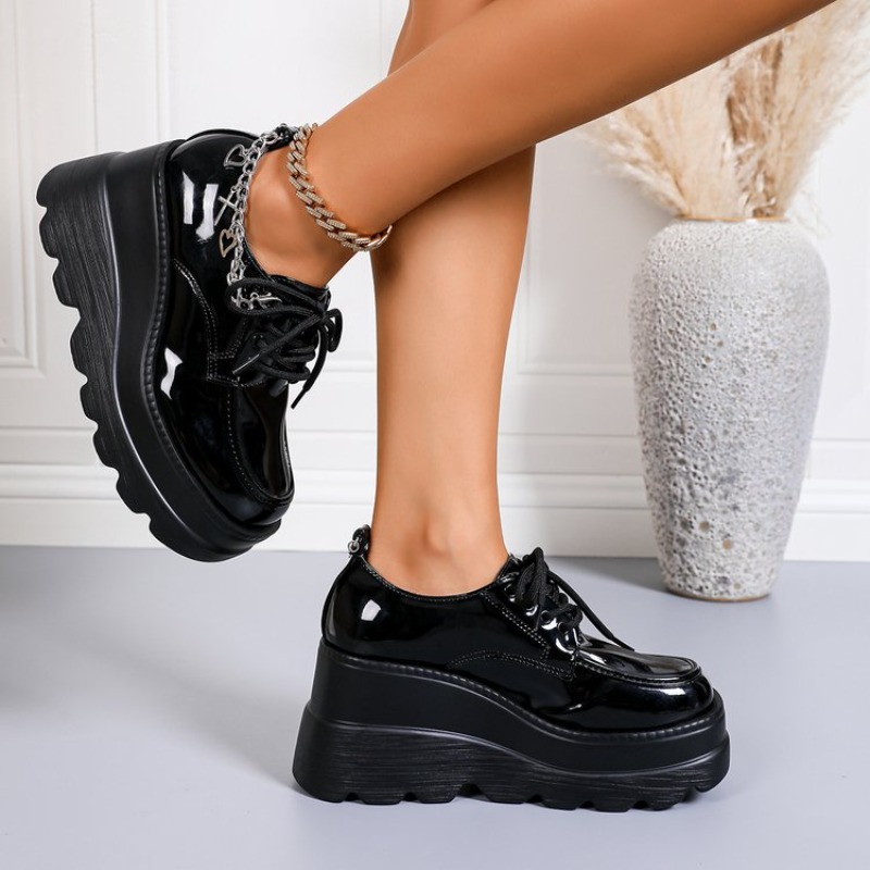 Sepatu Platform Hitam Mengkila - Women'S Shoes Loafers Black ulasan dan harga