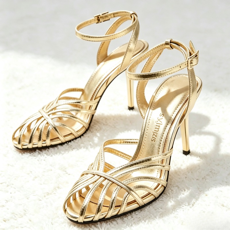 Sandal Hak Tinggi Wanita Model - Metallic Heel Sandal ulasan dan harga